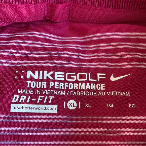 Nike Men’s Golf Tour Performance Dri Fit fuchsia & white striped shirt. XL - Picture 4 of 10